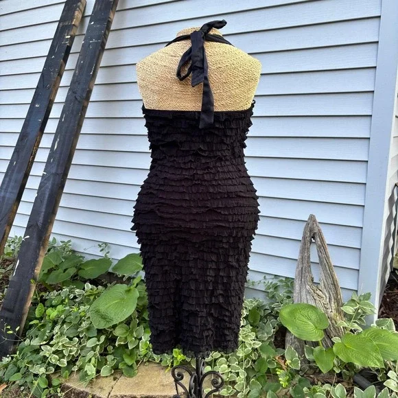 betsey johnson black ruffle dress Betsey Johnson Vtg Black Ruffled Dress